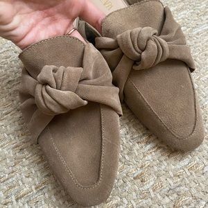 Zara Suede Knotted Mule (Tan, 36)